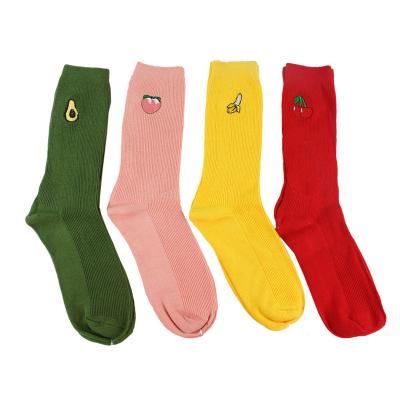 China 2023 new arrivals fruit gift sports cute tending cute crew socks embroidery comfortable food wholesale socks for sale