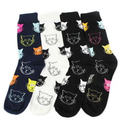 China 2023 Cute cat head bulk wholesale products hot sale sporty hot sale black knitted socks for ladies and girls for sale