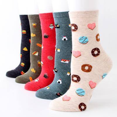 China Sports Trending Products 2023 New Arrivals Women Crew Socks Novelty Food Donut Funny Delicious Socks for sale