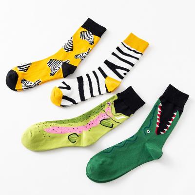 China Sporty Happy Crazy Socks Men Plus Size Long Zoo Funny Colorful Socks Crew Crocodile Animal Socks For Man Gift for sale