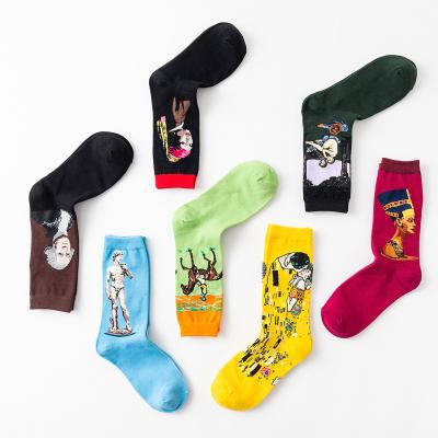 China Wholesale Men's Casual Funny Colorful Painting Socks Famous Crazy Happy Novelty Sporty Socks Long Socks for sale