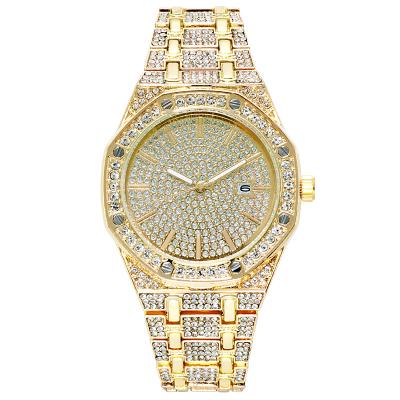 China Wholesale Custom Auto Date Your Logo Quartz Luxury Diamond Hip Hop Wrist Watch Iced Out Watch For Men's Big Wrist for sale