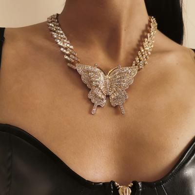 China Dropshipping Tennis Chain 2021 3697 Luxury Trendy Rhinestone Butterfly Women Jewelry Hip Hop Hip Hop Fashion Chains Cuban Pendant Necklaces for sale