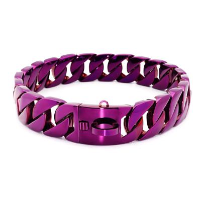 China 32mm Viable Width Dog Chains Purple Cuban Collar for sale