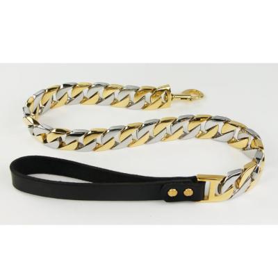 China Viable Gold and Silver Cuban Dog Leash for sale