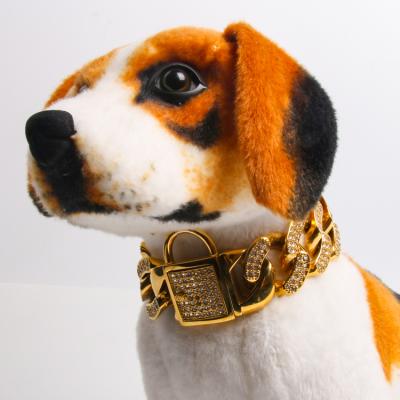 China GD007 Large Dog Chain Stainless Steel Cuban Dog Necklace GOLD Amazon Success 2020 Viable Pet Products for sale