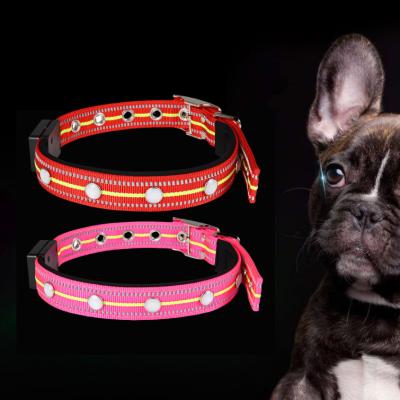 China Reflective Safety USB Rechargeable Collar Led Collar Pink Led Rechargeable Light Dog Collar for sale