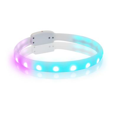 China Wholesale Good Quality Flowing LED Pet Cat LED Dog Collar Multicolor Light Silicone Night Lights Rechargeable Dog Collar for sale