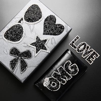 China Patch Hot Fashion Love Bow Dress Black Pointback Drill Cloth Decal DIY T-shirt DIY BADGE LARGE BADGE for sale