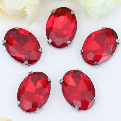 China Pointback 13*18mm oval ab color sew on rhinestone, fancy stone sew on stone for clothes for sale