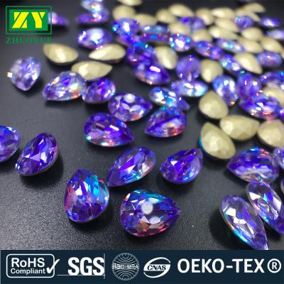 China Pointback 6*8mm drop size quality k9 crystal material cut non hot fix fancy fancy rhinestone for sale