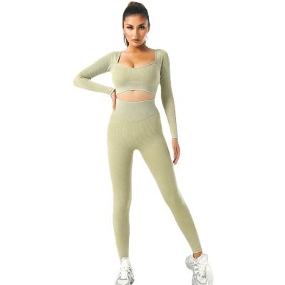 China Other Long Sleeve Yoga Wear Autumn And Winter Sports Suit Workout Clothes Upper Hip Stretch Yoga Pants Lifting Women for sale