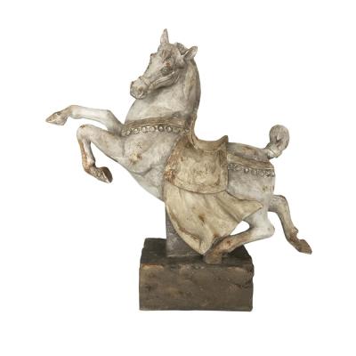 China Europe mold preparing resin 15 inch archaize Chinese artificial polystone Tang horse horse statue and base sculpture home decoration resin for sale