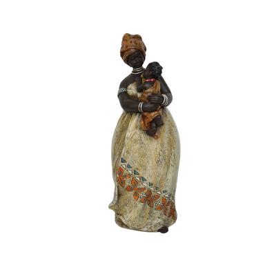 China China Wholesale Black Fat Woman Curve Statuette, African Art Sculpture Fat Woman Embrace Baby Family Decoration for sale