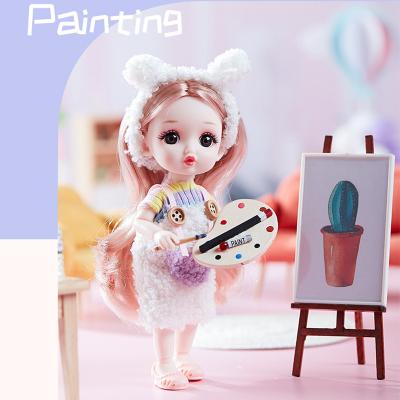 China New Wooden Palette 1/12 Doll's Room Painting Easel Accessories Mini Art Decoration Model Dollhouse Furniture for sale