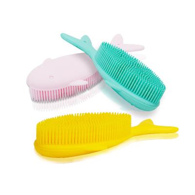 China Soft Silicone Bath Hair Shampoo Brush Household Kids Bath Brush Body Scrubber Baby Soft Bath Brush for sale