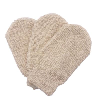 China EXFOLIATING natural hemp shower glove, hemp body scrub deep exfoliating gloves, rubbing glove into hemp cotton for sale