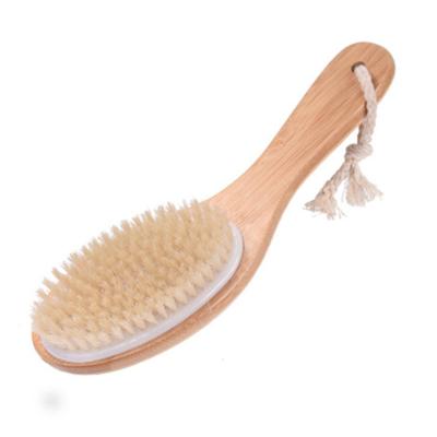 China Bamboo Body Bathroom Scrubber Bath Brush Curved Soft Handle Hair Massage Brush Bristle Bath Body Brush for sale