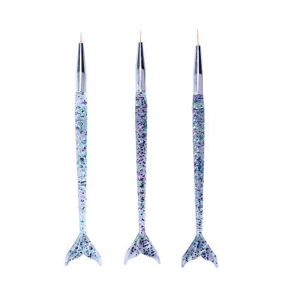 China Fashion Style 3 Styles Can Choose New Fishtail Shape Nail Painting DIY Manicure Tool Glitter Grip Nail Art Acrylic Brush Set for sale