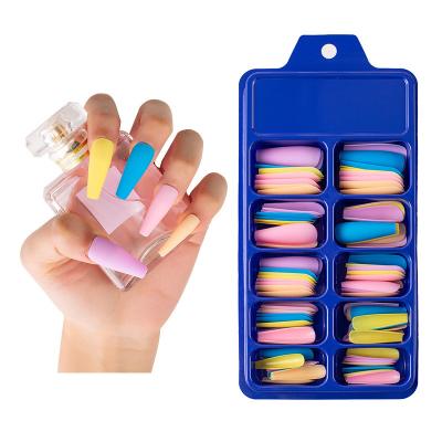 China Hot Selling Multiple Color Options False Nails 100pcs Mixed Color Nail Extension Tool Full Cover Artificial Nails Set With Box for sale