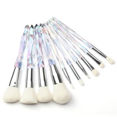 China Angular Blush Household Base Eyeshadow Blusher Makeup Tools 10 Pcs Luxury Style Crystal Makeup Brush Set for sale