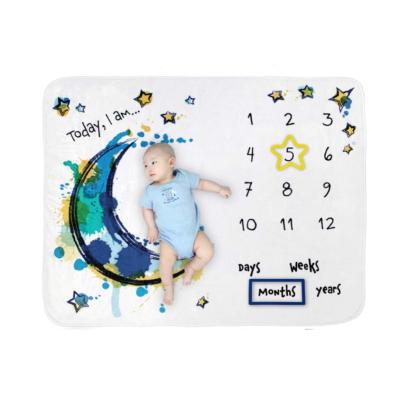 China Photography Sublimation Baby Milestone Blanket Non-Toxic Flannel Cartoon Newborn Baby Stitch Super Soft Blanket For Baby All Season for sale