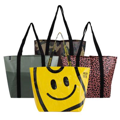 China Handled Shopping Reinforced Matte Laminated Bag Reinforced PP Woven Bags With Web Handles Tote Custom for sale