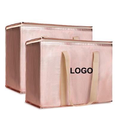 China Wholesale Promotional Logo Waterproof Custom Bag Non Woven Insulated Lunch Cooler Bag Reusable Thermal Insulation Insulated For Food for sale