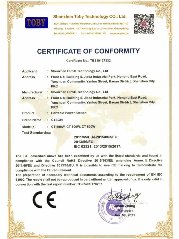 CE - Shenzhen Cpkd Technology Co., Ltd.