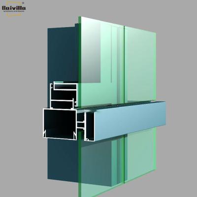 China Baivilla Soundproof Aluminum Curtain Wall And Accessories Frame Semi Concealed Curtain Wall for sale