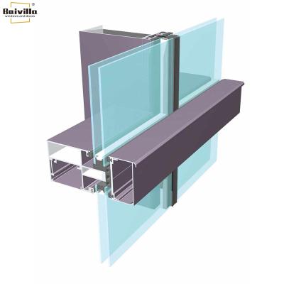 China Baivilla Semi-hidden Glazed Double Glazed Aluminum Frame Curtain Wall For Building for sale