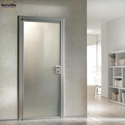 China Baivilla Factory Soundproof Interior Door Swing Bathroom Wholesale Aluminum Frosted Glass Doors for sale