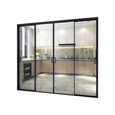 China Large Sliding Glass Soundproof Commercial Doors Multi Frame Linkage Slide Door 3 Panel for sale