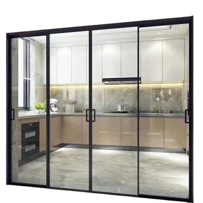 China Allumium Soundproof Exterior Aluminum Panel 3 Doors Tempered Glass Patio Sliding Doors for sale