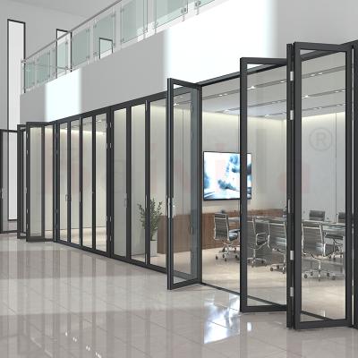 China Wholesale Black Outdoor Soundproof Patio Glass Aluminum Stack Folding Frame Baivilla Life Service Bifold Door for sale