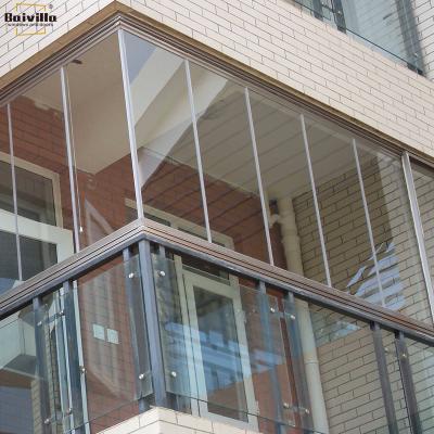 China Modern Design Soundproof Single Full View Folding Frameless Sliding Window For Balcony for sale