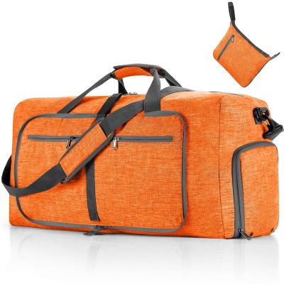 China Vogshow 80L Large Foldable Sports Cube Durable Travel Tote Travel Bag Waterproof Gym Overnight Duffel Bag With Shoe Compartment for sale