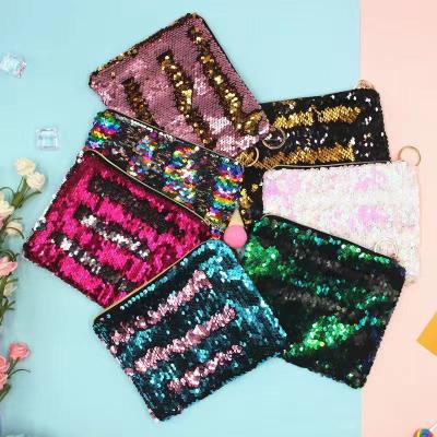 China Hot Border Hot Flip Color Sequins Bag Pocket Wallet Strap Clutch Fashion Makeup Bag Sequins Makeup Bag for sale