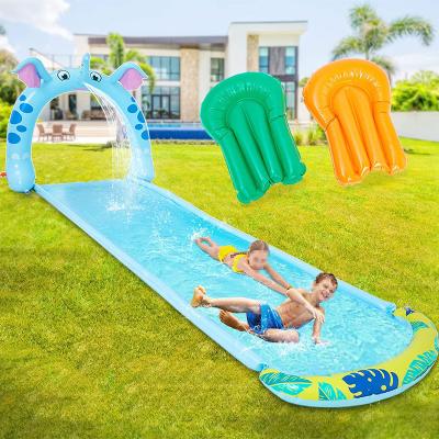 China UV Resistant Water Slide with 2 Bodyboards, Summer Slide n Slide Toy with Build in Sprinkler for Backyard and Outdoor for sale