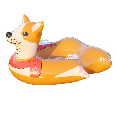 China Age6+ Hot Selling Amazon Dog Shape Inflatable Snow Sled Tube Kids Snow Toys for sale