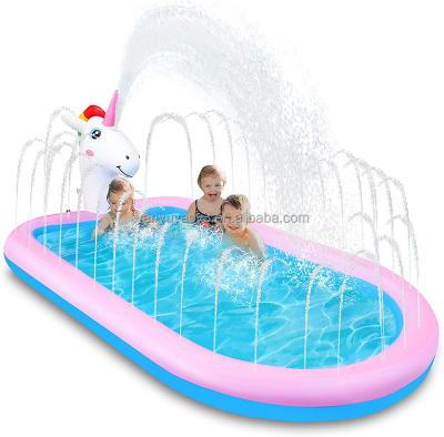 China Eco-friendly PVC Inflatable Sprinkler Pool For Kids, Unicorn Kiddie Pool, Splash Water Playing Pad Kids Pool for sale