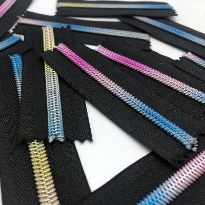 China Wholesale Colorful Fancy Rainbow Auto Lock Big Teeth Nylon Zipper for sale