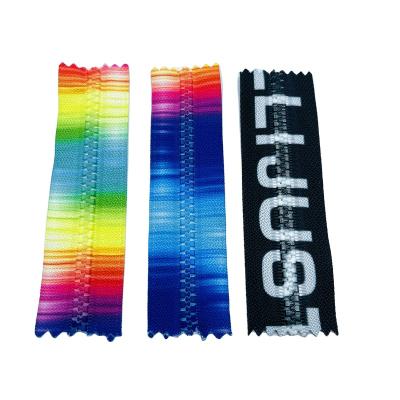 China Auto Lock High Quality Colorful Rainbow Custom Plastic Resin Zipper Strip for sale