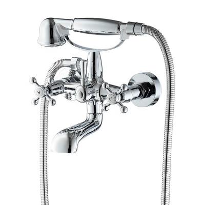 China 6171-B Modern Without Slide Bar Bathroom Shower Set Faucet Wall Mounted Double Handles Chrome Plated Bath Shower Mixer Tap for sale