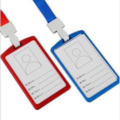 China Fashion Aluminum Alloy Metal ID Card Badge Holder With Load Above Custom Printed Lanyard for sale