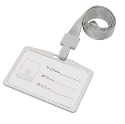 China Operation Staff Aluminum Alloy Business Work Card Identification Badge Lanyard Holder Metal Badge Holder Horizontal Cover for sale