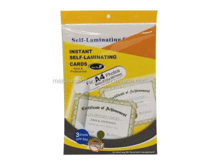 China School Widely Used In The Office Instant Self-Laminating Cards-A4 Size 220x307mm for sale