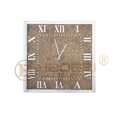 China Modern Gold Europe Diamond Glass Clock Home Wall Clock Creative Decor for sale