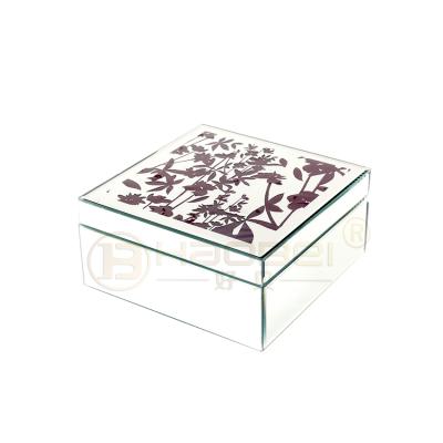 China Handmade Modern Jewelry Box Mirrored Paper Glass Led Flower Jewelry Box Necklace Box for sale