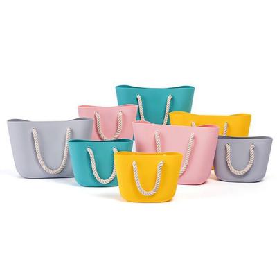 China High Quality Silicone EVA Handbag Fashion Shopping Basket Bag Large Jelly Waterproof Portable Handbags Jelly Handbags for sale